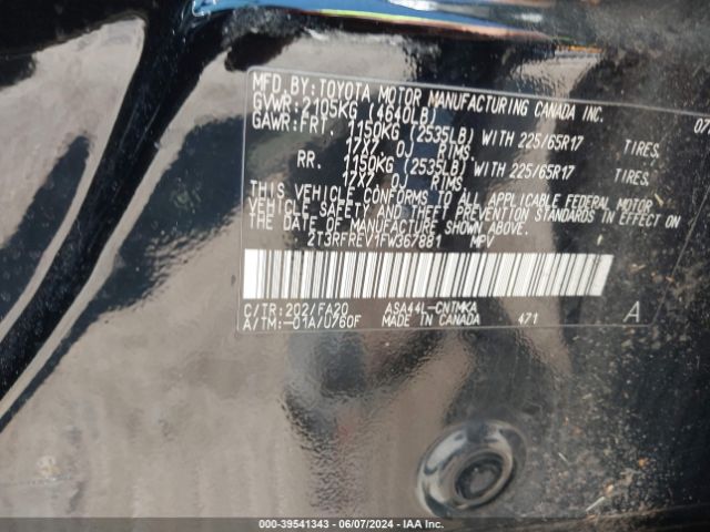 2T3RFREV1FW367881 Toyota Rav4 Xle