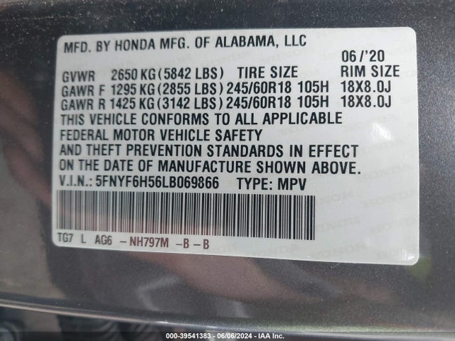 Honda Pilot Awd Ex-l 2020 5FNYF6H56LB069866 Image 9