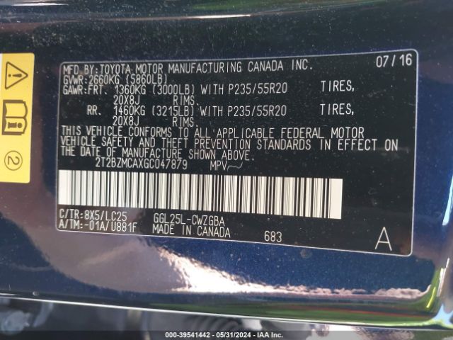 2T2BZMCAXGC047879 Lexus Rx 350 F Sport