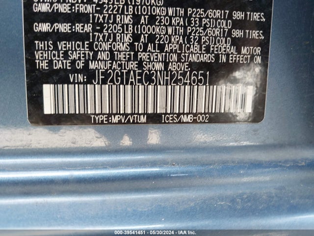 Subaru Crosstrek Premium 2022 JF2GTAEC3NH254651 Image 9