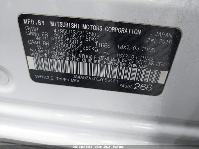 JA4AD3A39GZ055484 Mitsubishi Outlander Se