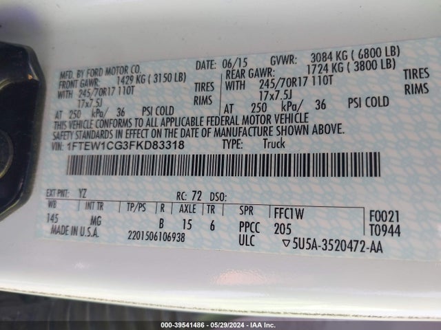 Ford F-150 Xlt 2015 1FTEW1CG3FKD83318 Image 9