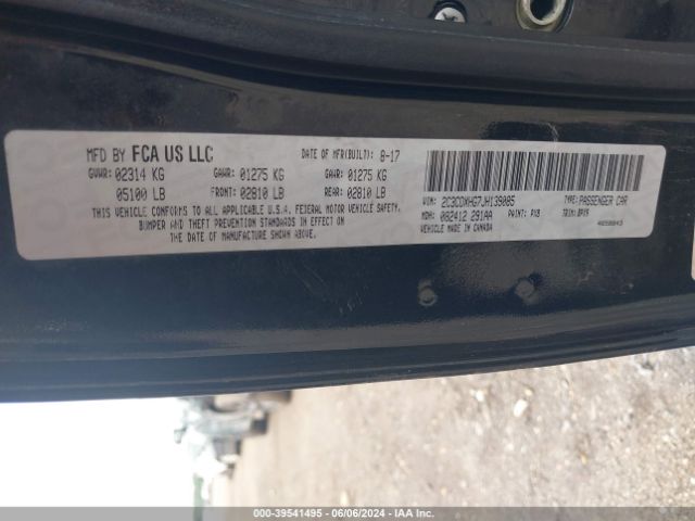 2C3CDXHG7JH139085 Dodge Charger Sxt Plus Rwd