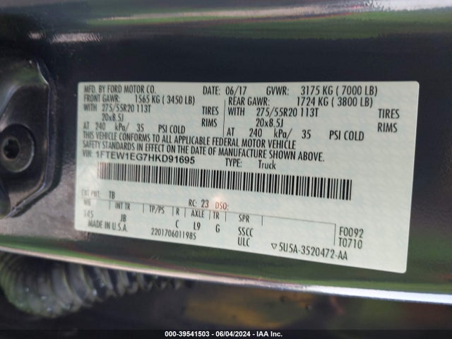 Ford F-150 Xlt 2017 1FTEW1EG7HKD91695 Image 9