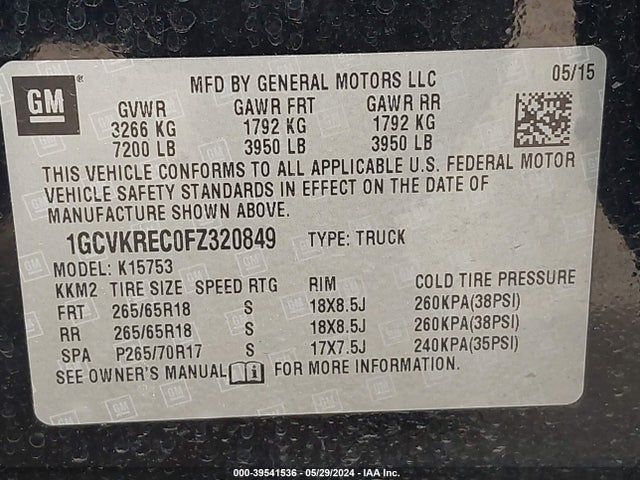 Chevrolet Silverado 1500 2lt 2015 1GCVKREC0FZ320849 Image 9