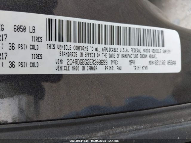 2C4RDGBG2ER308699 Dodge Grand Caravan Se 30th Anniversary