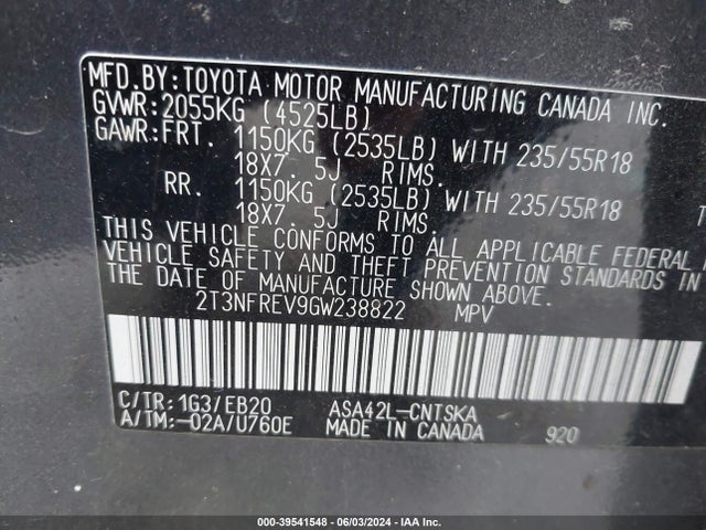 Toyota RAV4 SE 2016 2T3NFREV9GW238822 Image 9