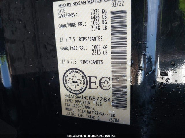 Nissan Rogue 2022 5N1AT3AA1NC687284 Image 9
