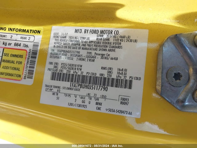 Ford Mustang Ecoboost Premium 2018 1FATP8UH0J5117790 Image 9