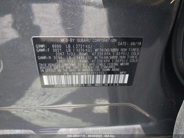 4S4WMAMD6L3413153 Subaru Ascent Limited