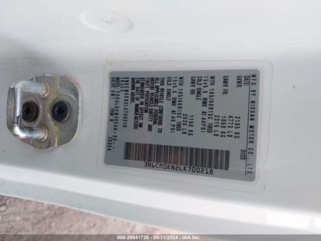 3N6CM0KN2LK700218 Nissan Nv200 Compact Cargo Sv Xtronic Cvt