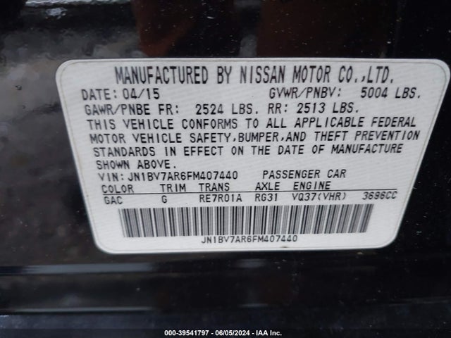 Infiniti Q50 Premium 2015 JN1BV7AR6FM407440 Image 9