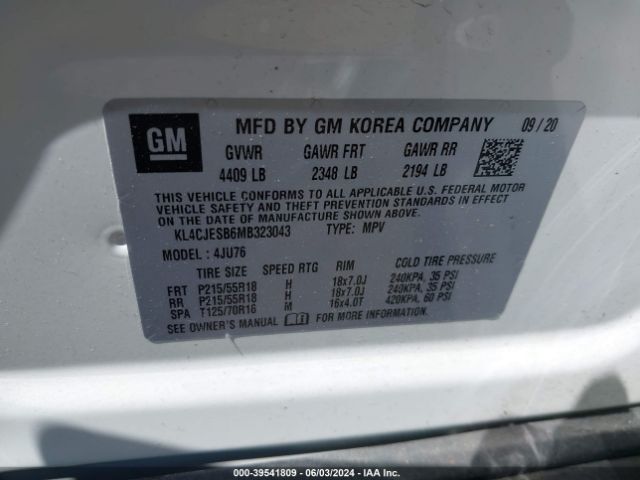 KL4CJESB6MB323043 Buick Encore Awd Preferred