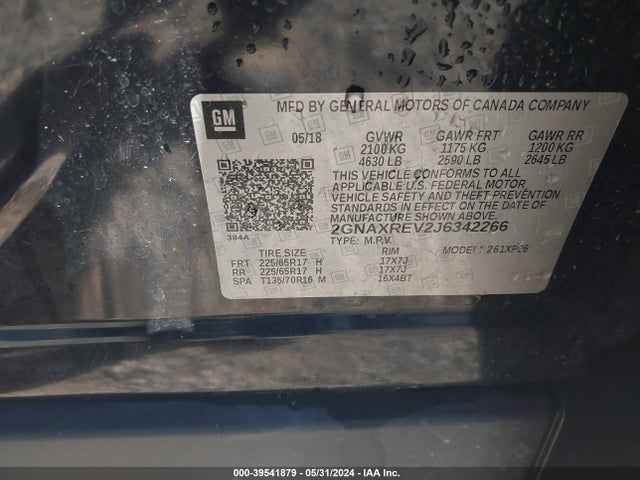 Chevrolet EQUINOX LS 2018 2GNAXREV2J6342266 Image 9