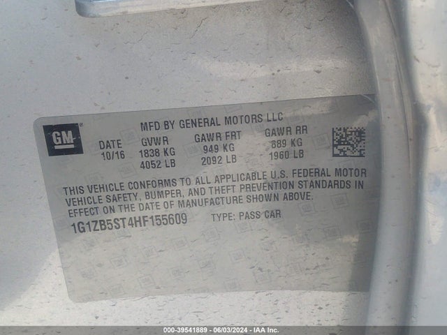 Chevrolet MALIBU LS 2017 1G1ZB5ST4HF155609 Image 9
