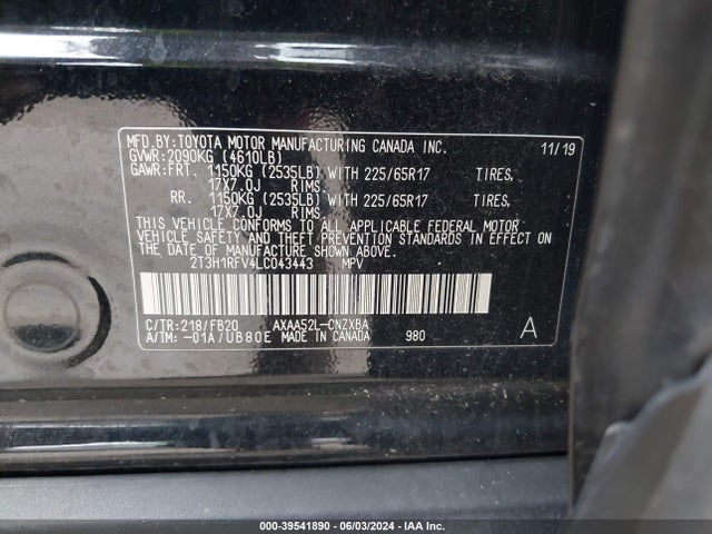 Toyota RAV4 LE 2020 2T3H1RFV4LC043443 Image 9