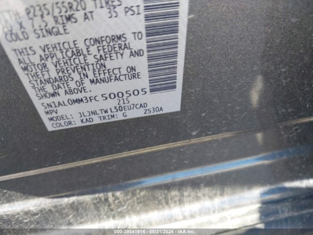 5N1AL0MM3FC500505 Infiniti QX60