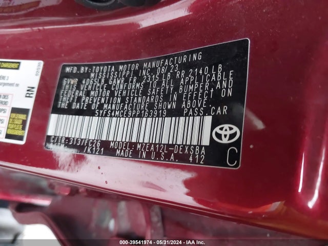 Toyota COROLLA SE 2023 5YFS4MCE9PP163919 Image 9