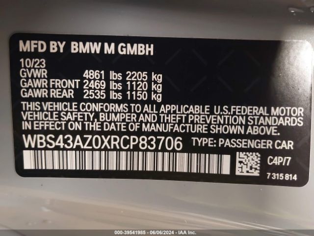 WBS43AZ0XRCP83706 BMW M4 Competition Xdrive