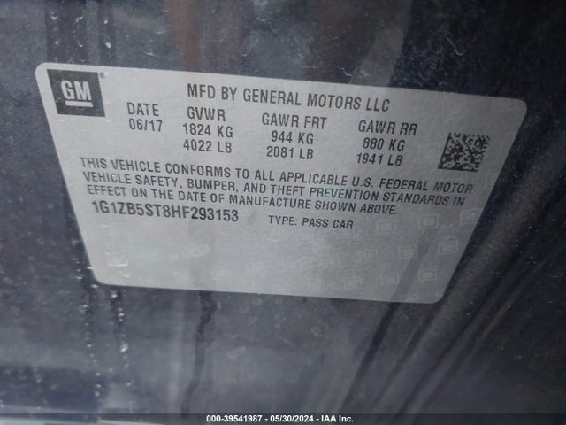 Chevrolet MALIBU LS 2017 1G1ZB5ST8HF293153 Image 9