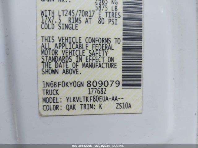 1N6BF0KY0GN809079 Nissan Nv Cargo Nv2500 Hd Sv V6