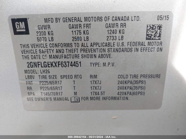 Chevrolet Equinox 2lt 2015 2GNFLGEKXF6374451 Image 9