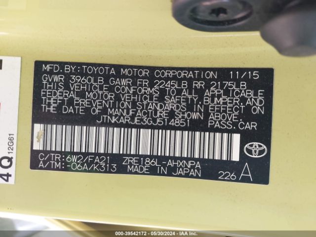 JTNKARJE3GJ514851 Scion IM