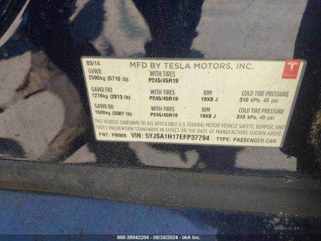 5YJSA1H17EFP37794 Tesla Model S P85