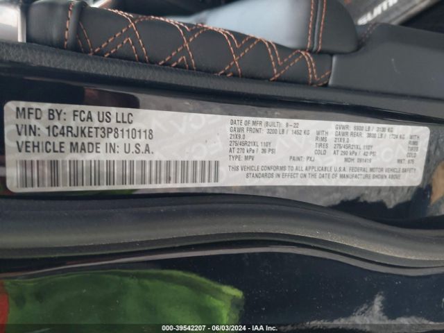 1C4RJKET3P8110118 Jeep Grand Cherokee L Summit Reserve 4x4