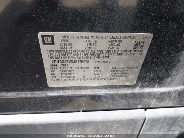 Chevrolet EQUINOX LT 2018 2GNAXJEVXJ6175978 Image 9