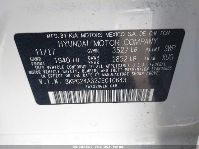 Hyundai Accent Sel 2018 3KPC24A32JE010643 Image 9