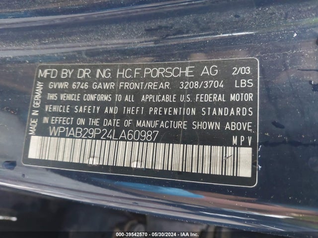 2004 PORSCHE CAYENNE WP1AB29P24LA60987 Photo 8