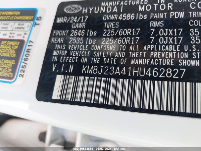 KM8J23A41HU462827 Hyundai TUCSON SE
