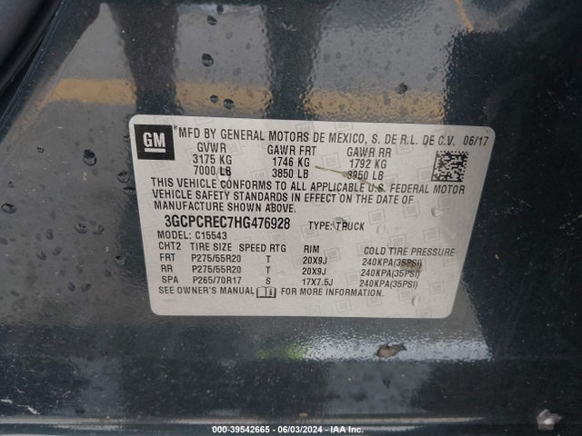 Chevrolet Silverado 1500 1lt 2017 3GCPCREC7HG476928 Image 9