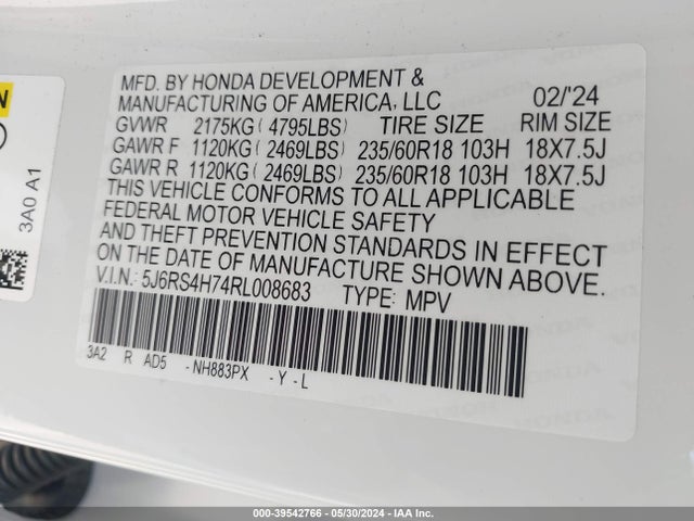 Honda Cr-v Ex-l Awd 2024 5J6RS4H74RL008683 Image 9