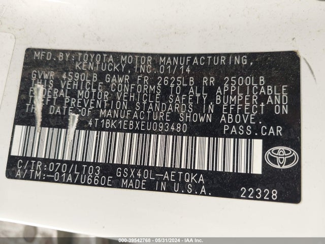 Toyota Avalon Xle Touring 2014 4T1BK1EBXEU093480 Image 9