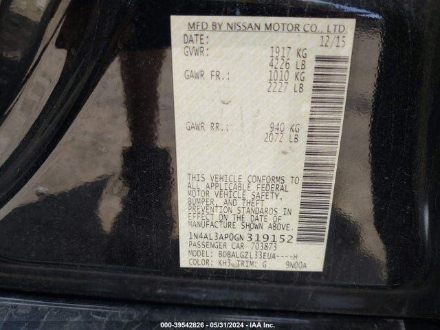 Nissan Altima 2.5 S 2016 1N4AL3AP0GN319152 Image 9