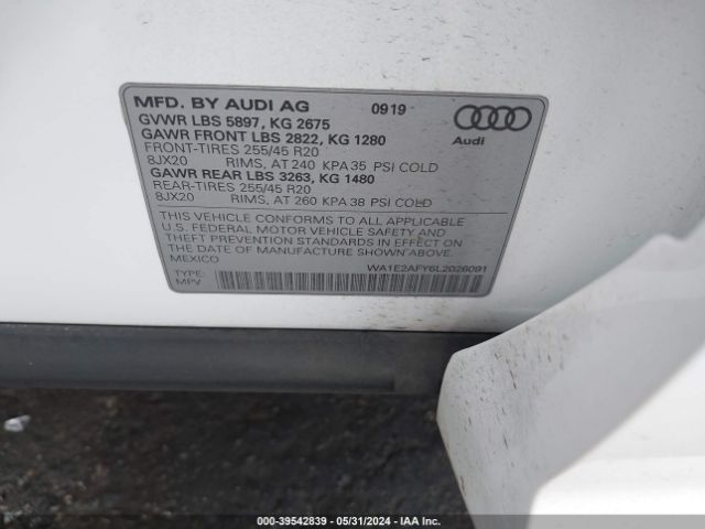 WA1E2AFY6L2026091 Audi Q5 Premium Plus 55 Tfsi E Quattro S Tronic