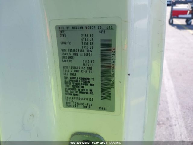 3N6CM0KN5GK697126 Nissan NV200 SV