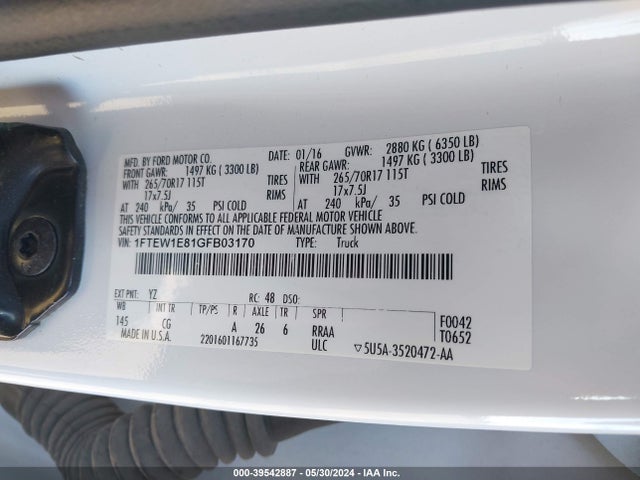 Ford F-150 Xl 2016 1FTEW1E81GFB03170 Image 9