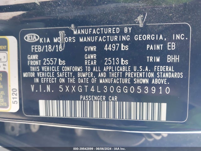 KIA Optima Lx 2016 5XXGT4L30GG053910 Image 9