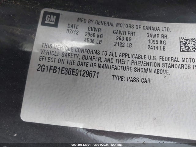 Chevrolet Camaro 1lt 2014 2G1FB1E36E9129671 Image 9