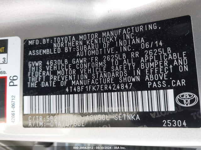 Toyota CAMRY LE 2014 4T4BF1FK7ER424847 Image 9