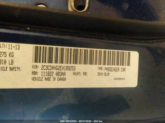 2C3CDXHG2EH189253 Dodge Charger Sxt Plus