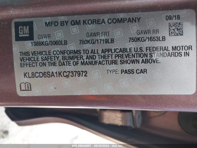 Chevrolet Spark 1lt Cvt 2019 KL8CD6SA1KC737972 Image 9