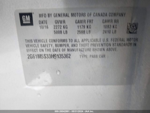 2G61M5S33H9135362 Cadillac XTS LUXURY