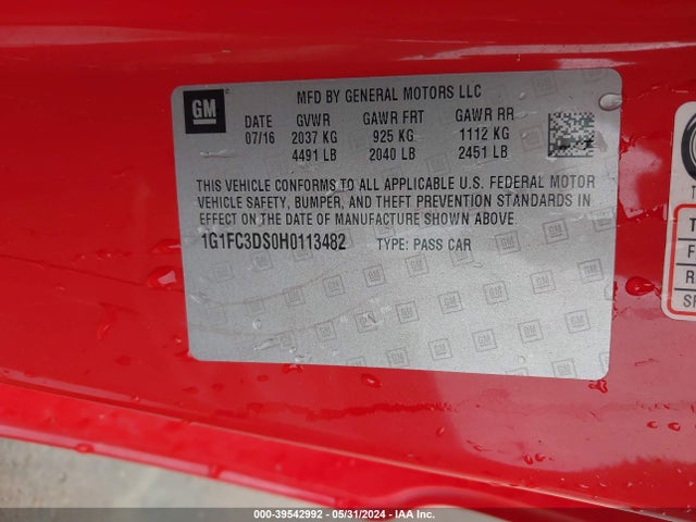 Chevrolet Camaro 2lt 2017 1G1FC3DS0H0113482 Image 9