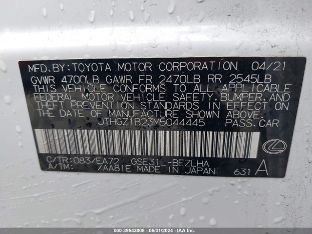 JTHGZ1B23M5044445 Lexus Is 350 F Sport