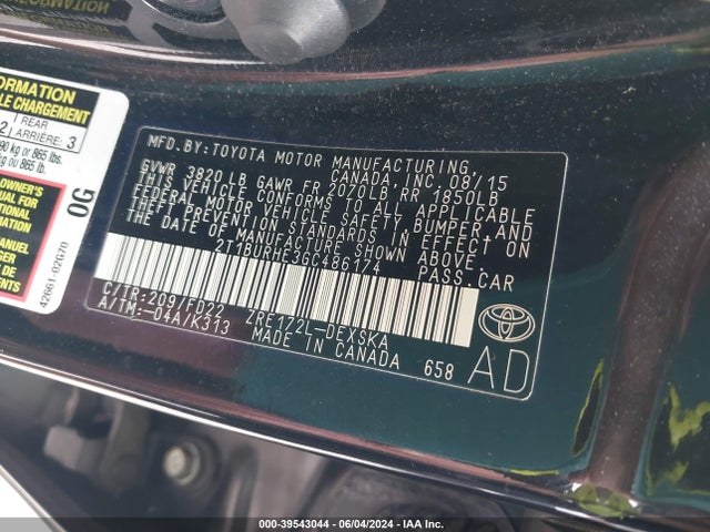 Toyota Corolla S 2016 2T1BURHE3GC486174 Image 9