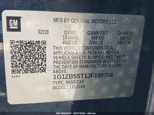 Chevrolet Malibu 1ls 2018 1G1ZB5ST1JF189366 Image 9